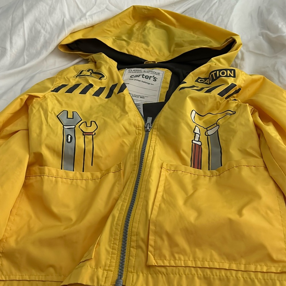 Boys raincoat construction print!